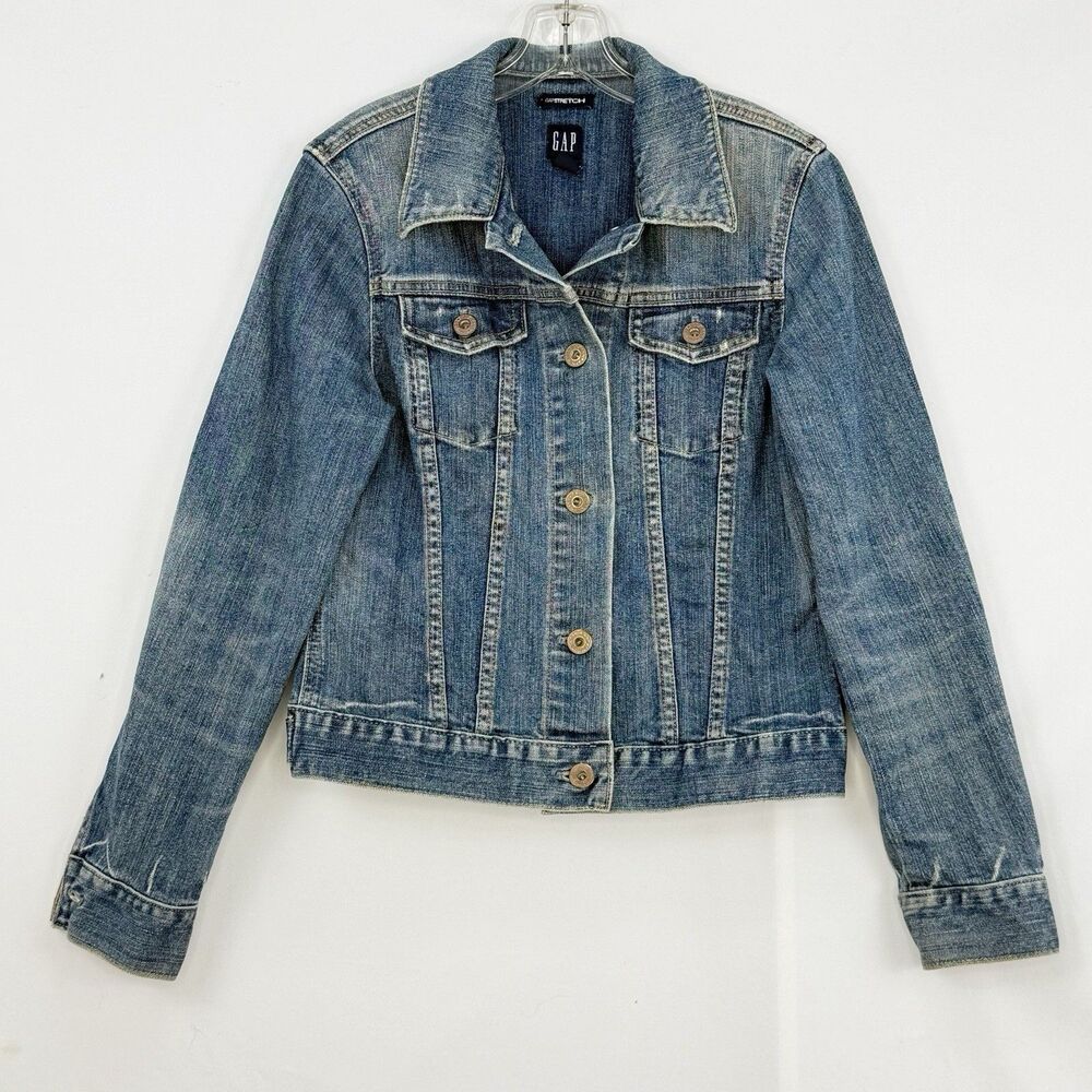 Gap Womens Stretch Denim Jean Jacket Y2K Size Small Vintage Trucker - Picture 2 of 16